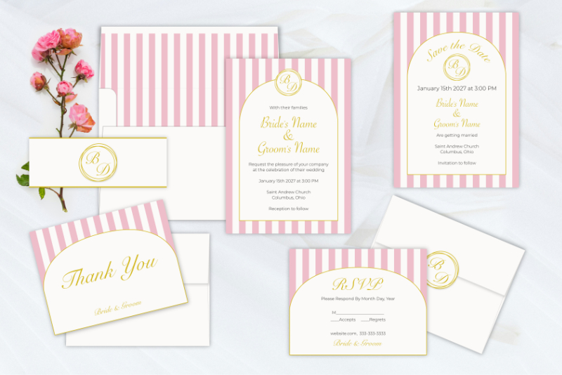 DIY Wedding  Suite - Striped Patterned Background