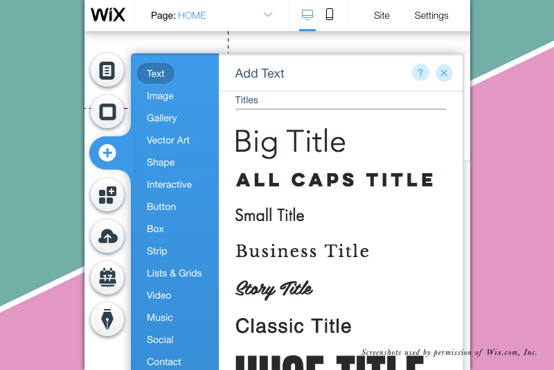 Wix Editor - Add Text