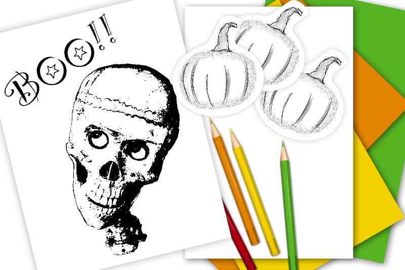 Halloween Skull Coloring Page in Affinity Designer